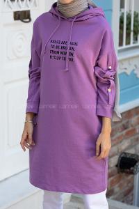 Modalamelif Kolları Çıtçıtlı Sweatshirt Mor