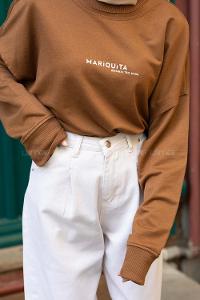 Modalamelif Koyu Kahve Marigunta Baskılı Sweat