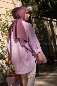 Modalamelif Önü Tahta Düğmeli Büyük Cep Ceket Lila