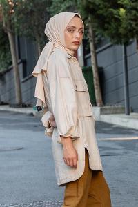 Modalamelif Önü Tahta Düğmeli Büyük Cep Ceket Taş