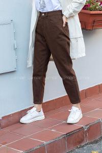 Modalamelif Yüksek Bel Mom Jean Kahve