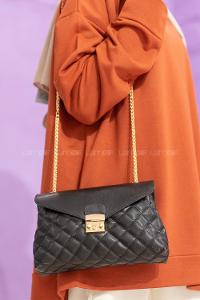 Modalamelif Zincir Askılı Dikişli Çapraz Çanta Siyah