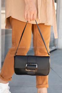 Modalamelif Deri Görünüm Tokalı Çanta Siyah