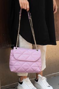 Modalamelif Dikişli Kapitone Çapraz Çanta Lila