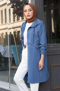 Modalamelif Kapşonlu Hırka İndigo