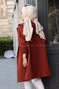 Modalamelif Kapşonlu Hırka Kiremit