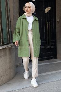 Modalamelif Önü Çıtçıt Düğmeli Ceket Haki