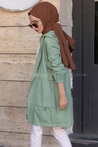 Modalamelif Önü Fermuarlı Çift Cepli Ceket Çağla