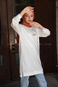 Modalamelif Los Angeles Baskılı Tunik Beyaz