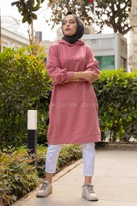 Modalamelif Brooklyn Baskılı Uzun Sweatshirt Pudra