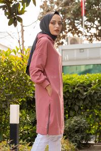 Modalamelif Brooklyn Baskılı Uzun Sweatshirt Pudra