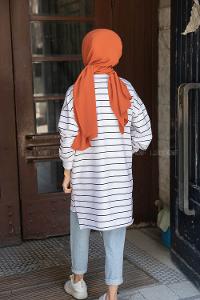 Modalamelif Çizgili Brooklyn Sweatshirt Beyaz