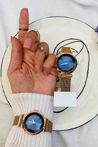 Modalamelif Gold Mıknatıslı Hasır Kordon Saat