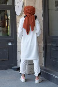 Modalamelif Kapşon Garnili İkili Takım Beyaz