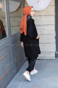 Modalamelif Kapşon Garnili İkili Takım Siyah