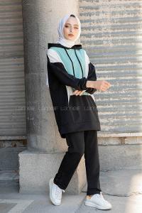 Modalamelif Kapşonlu Garnili İkili Takım Çağla