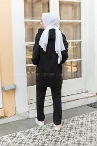 Modalamelif Kapşonlu Garnili İkili Takım Pudra