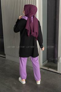 Modalamelif Ön Yazı Baskılı İkili Takım Mor