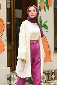 Modalamelif Yarasa Kol Hırka Ekru