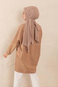 Modalamelif Detoxıng Dıgıtaly  Baskılı Tunik Sütlü Kahve