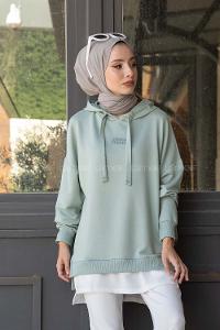 Modalamelif Eteği Garnili Dreamer Sweatshirt Çağla