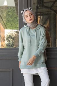 Modalamelif Eteği Garnili Dreamer Sweatshirt Çağla