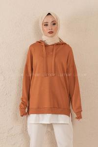 Modalamelif Eteği Garnili Dreamer Sweatshirt Kiremit