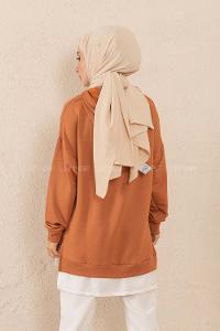 Modalamelif Eteği Garnili Dreamer Sweatshirt Kiremit