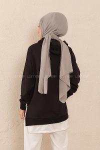 Modalamelif Eteği Garnili Dreamer Sweatshirt Siyah