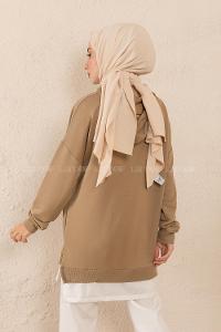 Modalamelif Eteği Garnili Dreamer Sweatshirt Yağ Yeşili