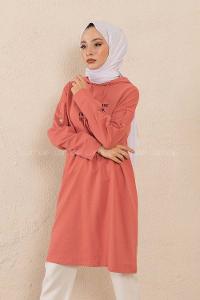 Modalamelif Kolları Çıtçıtlı Sweatshirt Gül