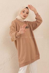 Modalamelif Marilyn Baskılı Sweatshirt Sütlü Kahve