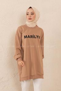 Modalamelif Marilyn Baskılı Sweatshirt Sütlü Kahve