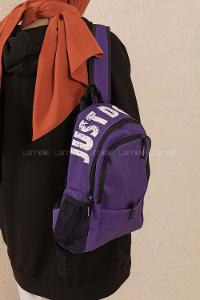 Modalamelif Üst Yazı Baskılı Sırt Çanta Mor