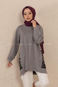 Modalamelif  Yanları Dream Baskılı Sweatshirt Gri