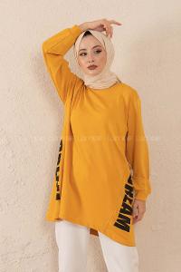 Modalamelif  Yanları Dream Baskılı Sweatshirt Hardal Sarısı