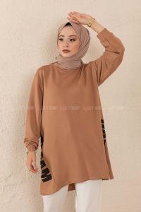 Modalamelif  Yanları Dream Baskılı Sweatshirt Sütlü Kahve