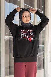 Modalamelif Chıcago Buls Sweatshirt Siyah