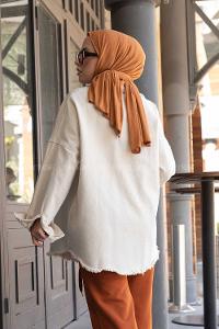 Modalamelif Eteği Püsküllü Kot Ceket Taş