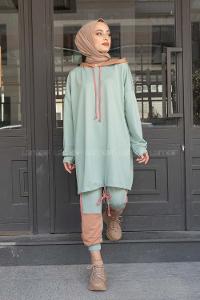 Modalamelif  Garnili İkili Takım Çağla Yeşili