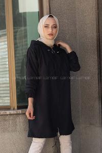 Modalamelif Kapşonlu Hırka Siyah