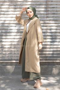 Modalamelif Kuşak Bağlamalı Trenç Bej