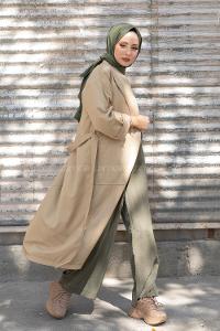 Modalamelif Kuşak Bağlamalı Trenç Bej