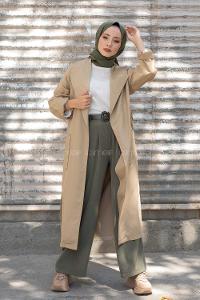 Modalamelif Kuşak Bağlamalı Trenç Bej