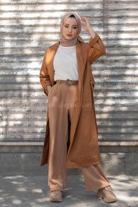 Modalamelif Kuşak Bağlamalı Trenç Camel