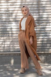 Modalamelif Kuşak Bağlamalı Trenç Camel