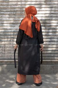 Modalamelif Kuşak Bağlamalı Trenç Siyah