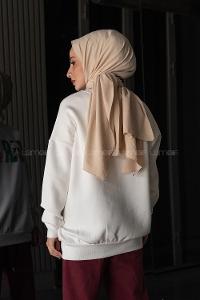 Modalamelif Ön Karikatür Baskılı Sweatshirt Beyaz