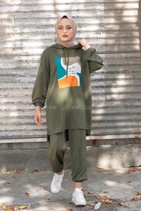 Modalamelif Önü Baskılı İkili Takım Haki