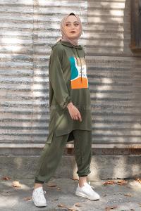 Modalamelif Önü Baskılı İkili Takım Haki